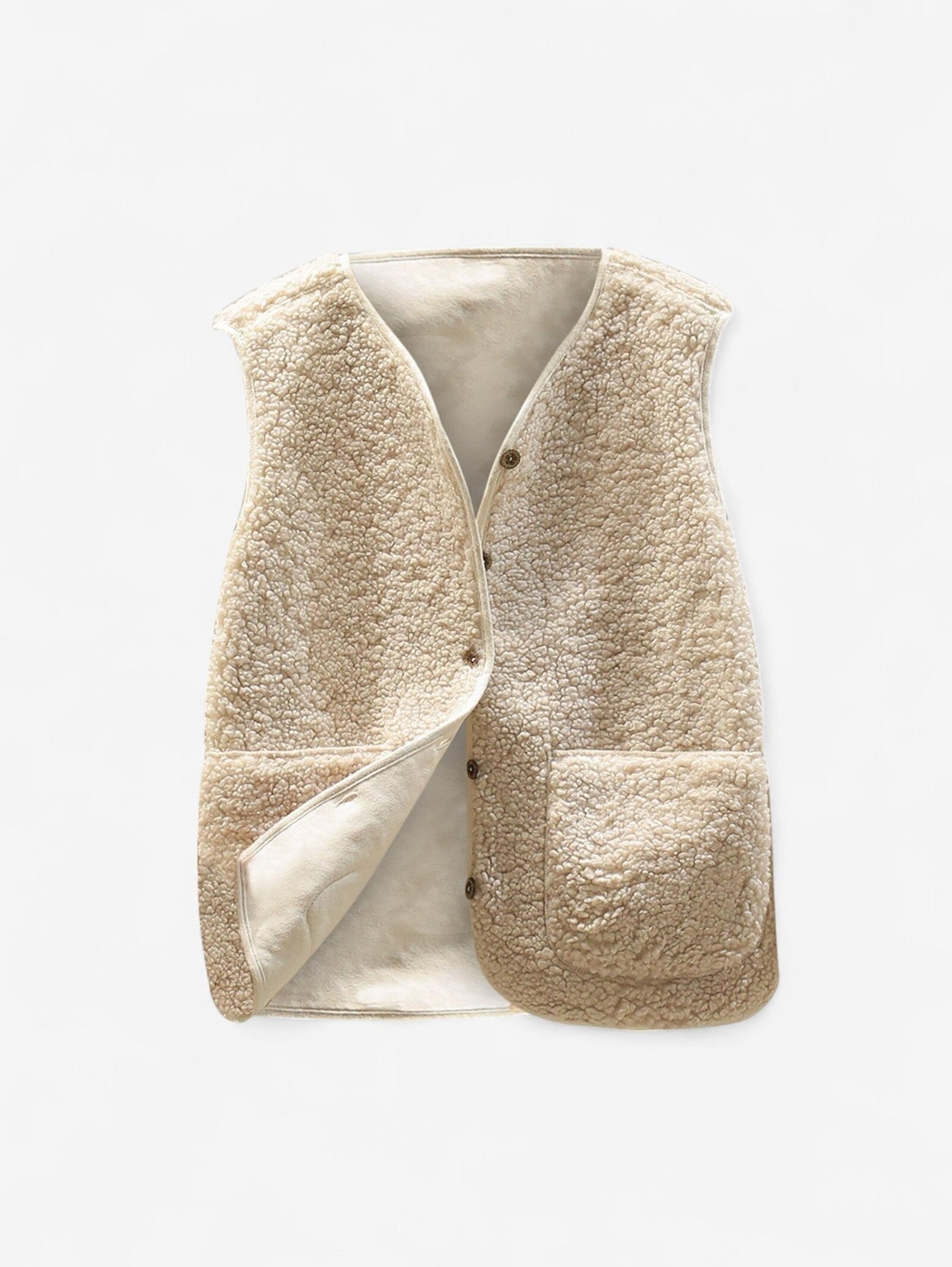 Cropped Sherpa Vest - Beige