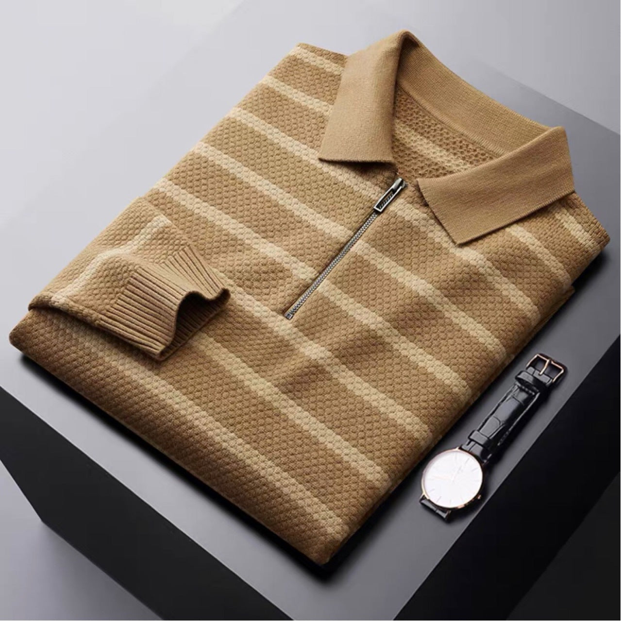Miles | Men’s Zip Long Sleeve Polo Shirt