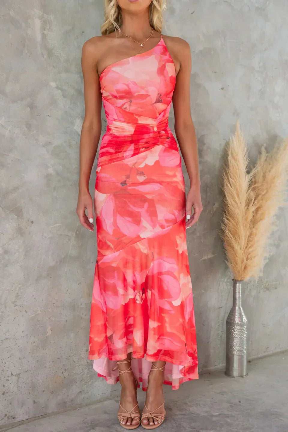 Sigrid | Women’s Asymmetrical Neckline Midi Dress