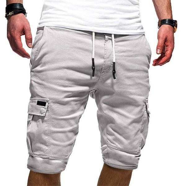 Elastic Waist Cargo Shorts - White