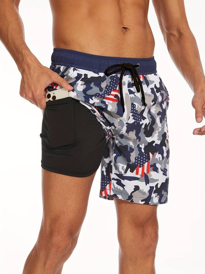 Flamingo Print Swim Trunks