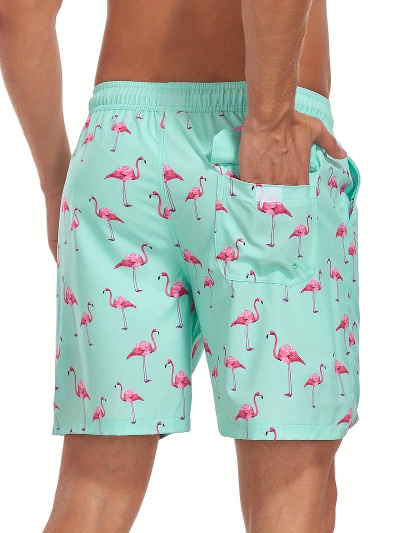 Flamingo Print Swim Trunks