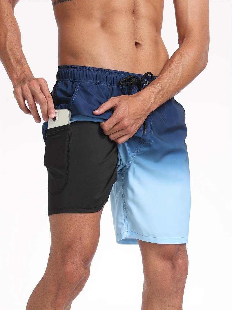 Flamingo Print Swim Trunks - Navy