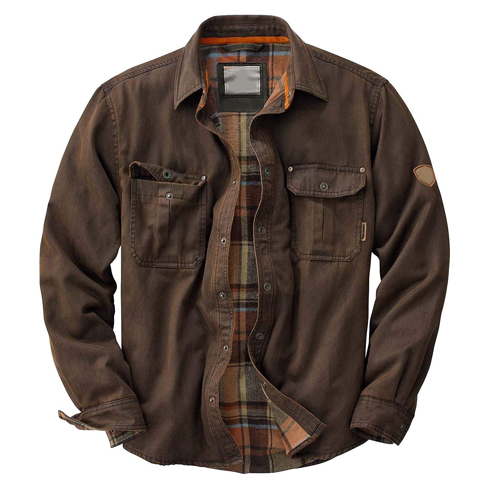 Flannel Shirt Jacket - Dark Brown