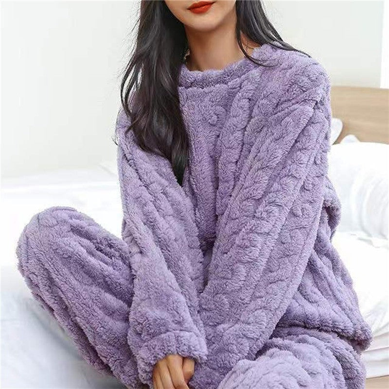 Fluffy Pajama Two Piece Set - Purple