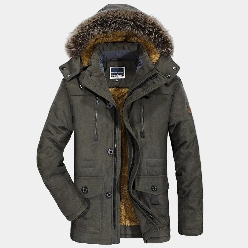 Fur Hooded Winter Parka Coat - Grey