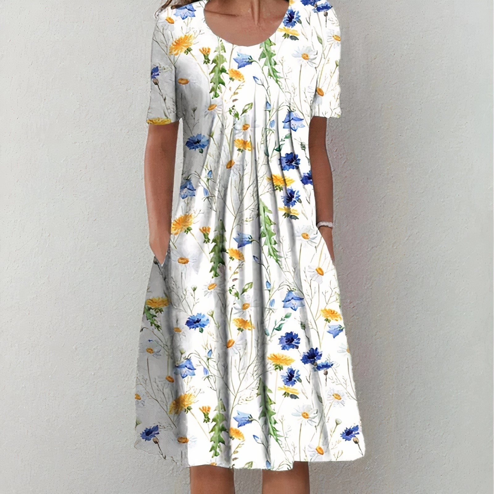 Floral Midi Dress - Light Yellow