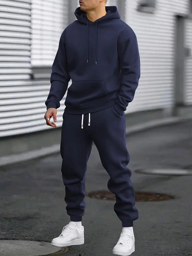 Hoodie Jogger Two Piece Set - Dark Blue