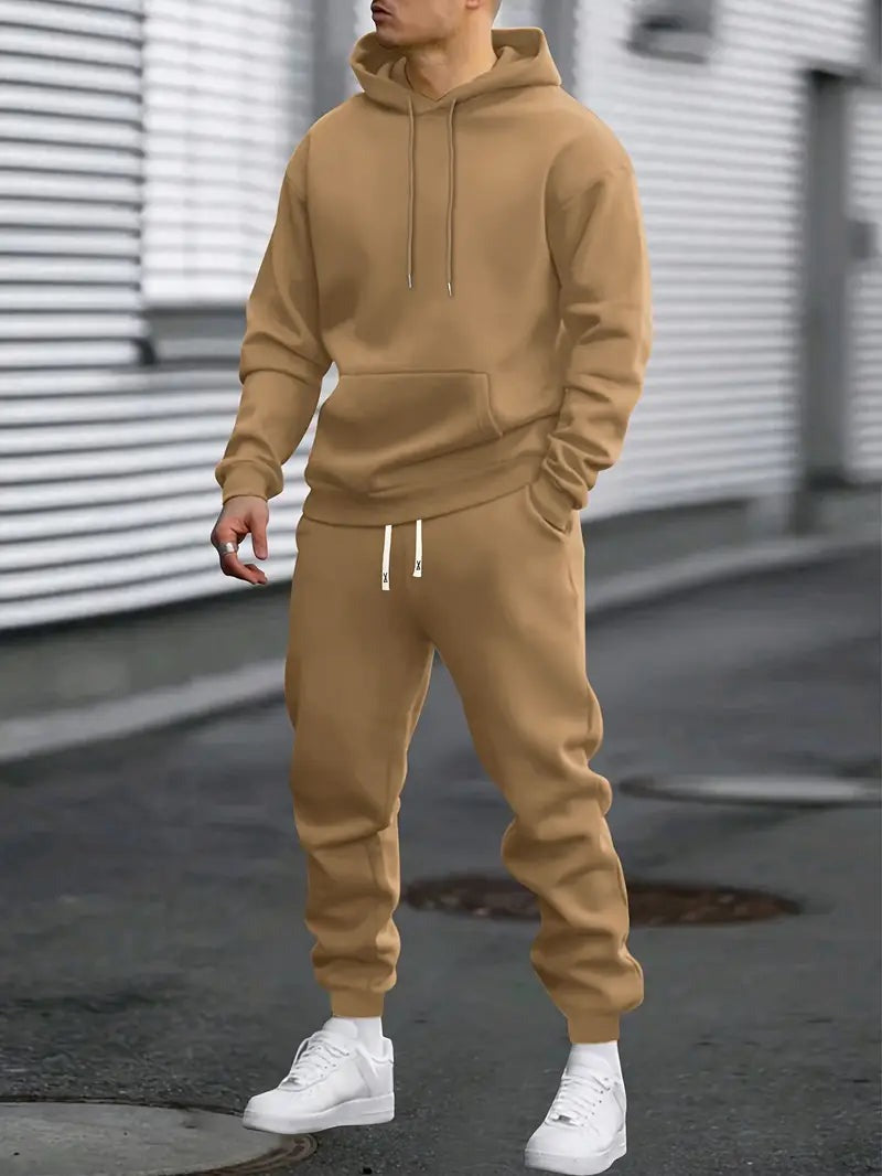 Hoodie Jogger Two Piece Set - Khaki