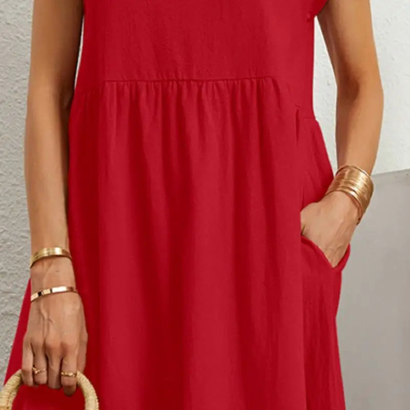 Ondine | Women’s Short Sleeve with Pockets Midi Dress