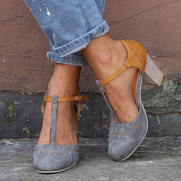 Jimena | Women’s Closed Toe T-Strap Heels