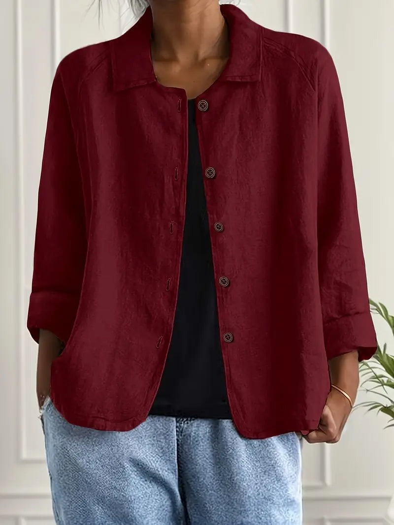 Long Sleeve Shirt Jacket - Crimson