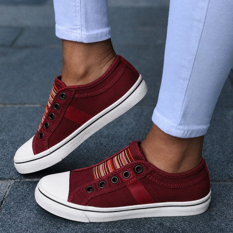 Low Top Canvas Sneakers - Red