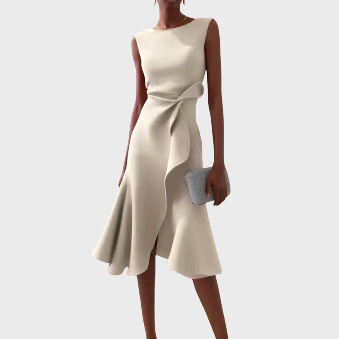 Formal Wedding Guest Midi Dress - Cream