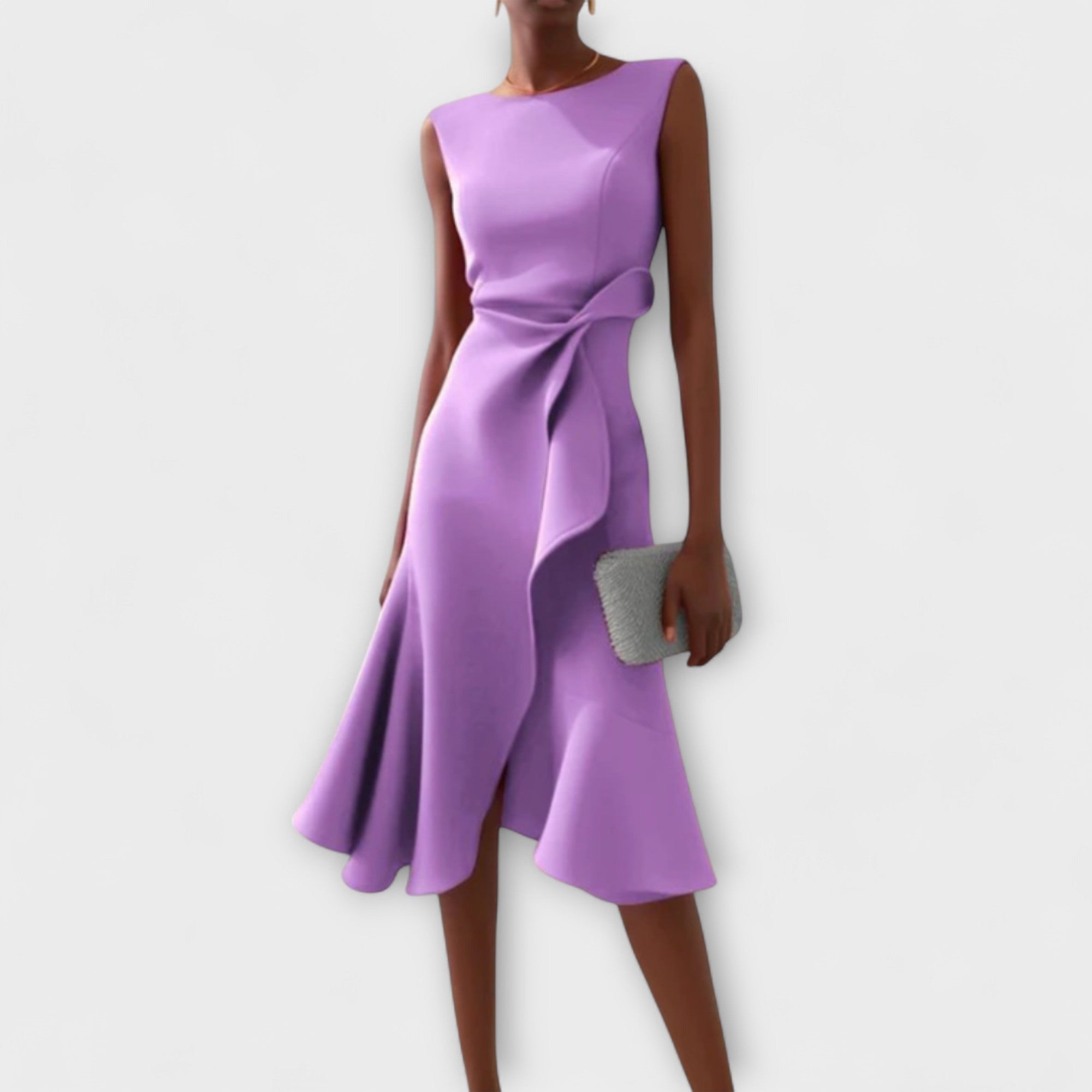 Formal Wedding Guest Midi Dress - Violet