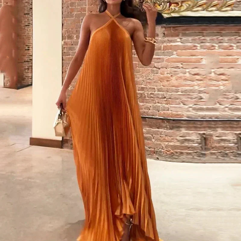 Hope | Women’s Pleated Halter Evening Maxi Dress