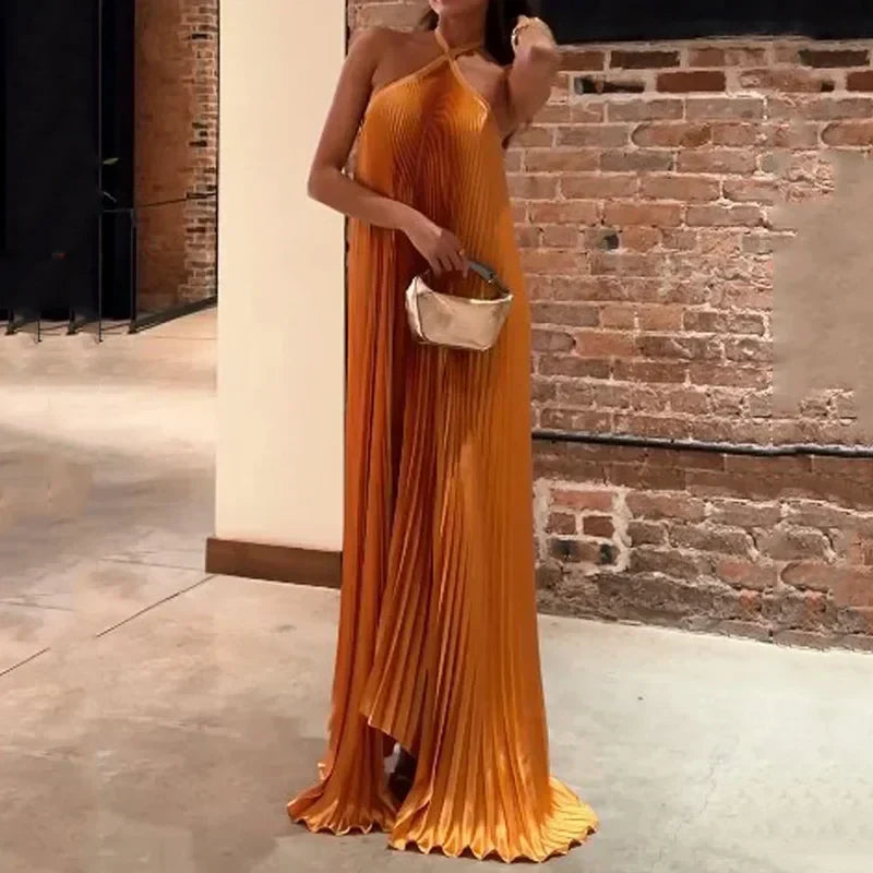Hope | Women’s Pleated Halter Evening Maxi Dress