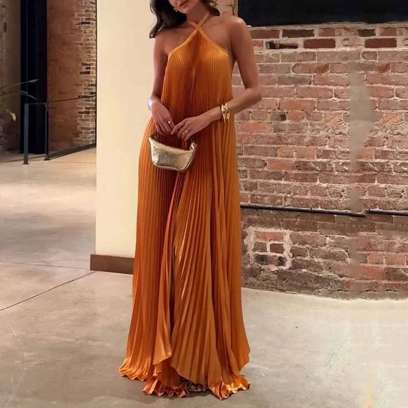 Hope | Women’s Pleated Halter Evening Maxi Dress