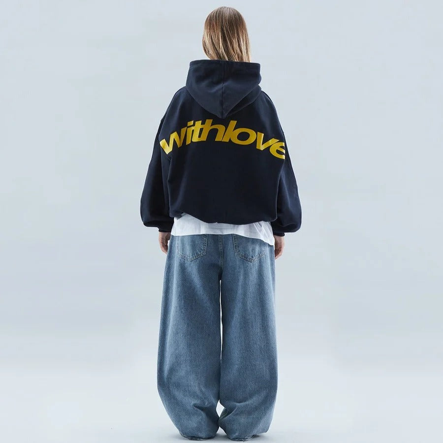 Oversized Graphic Hoodie - Navy