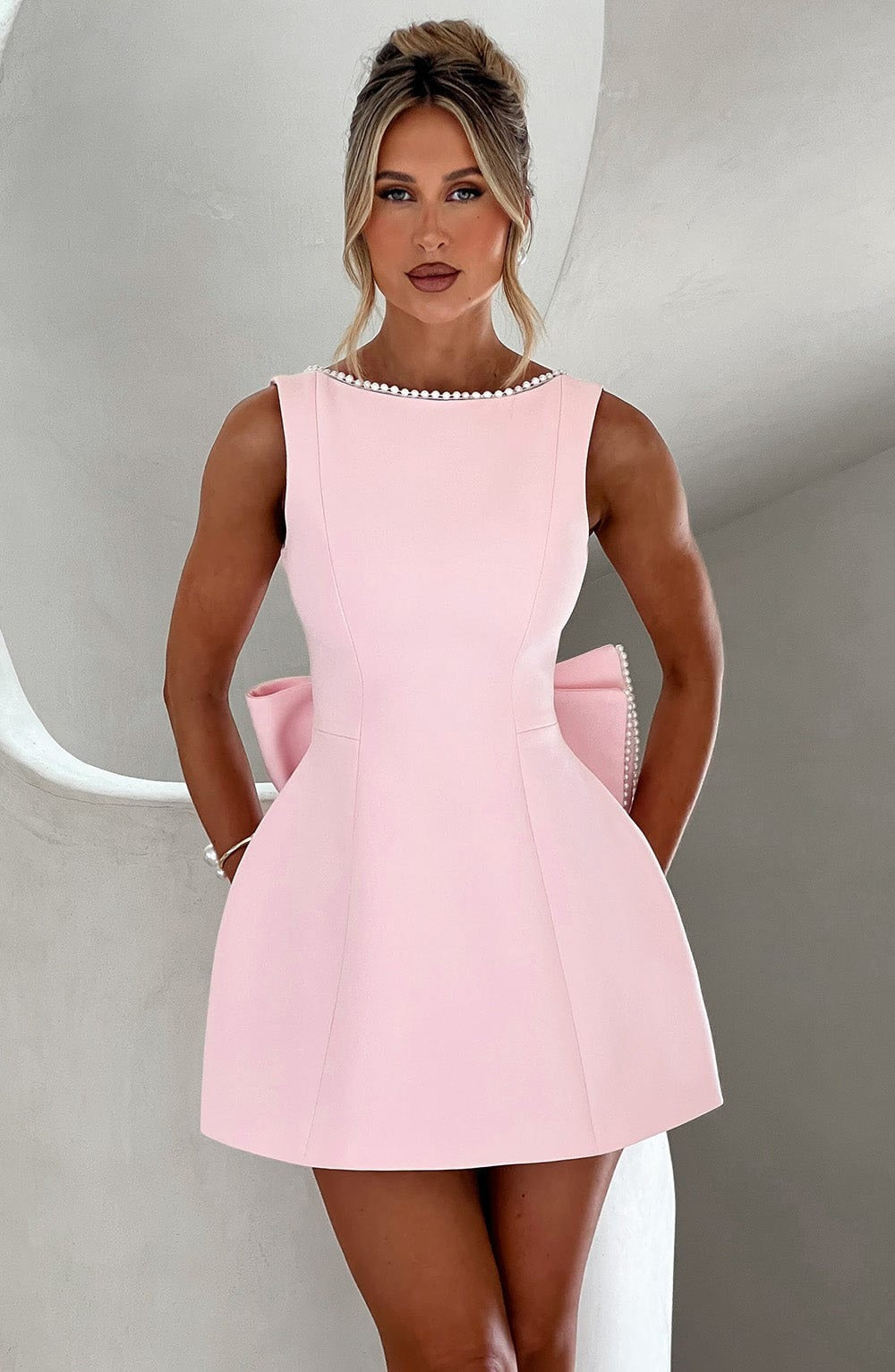Pearl Mini Dress - Pink