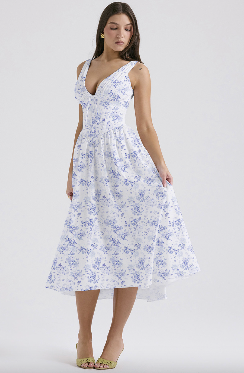 Lydia | Women’s Floral Sleeveless Cocktail Midi Dress