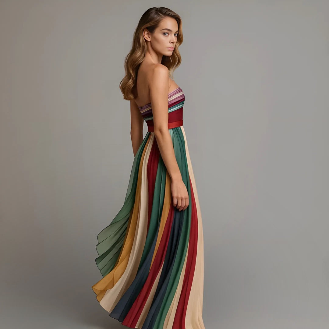 Strapless Striped Maxi Dress