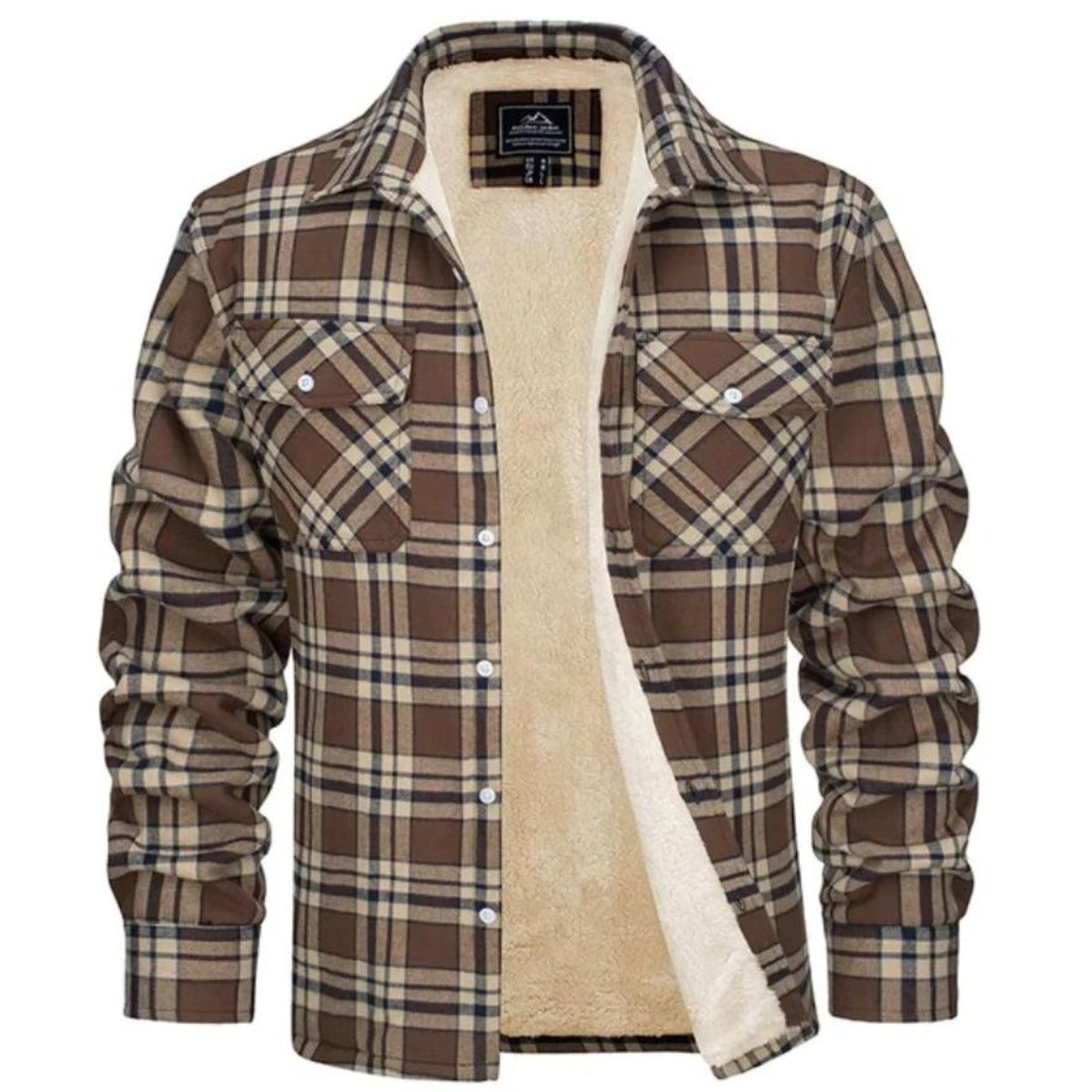 Plaid Sherpa Jacket - Khaki