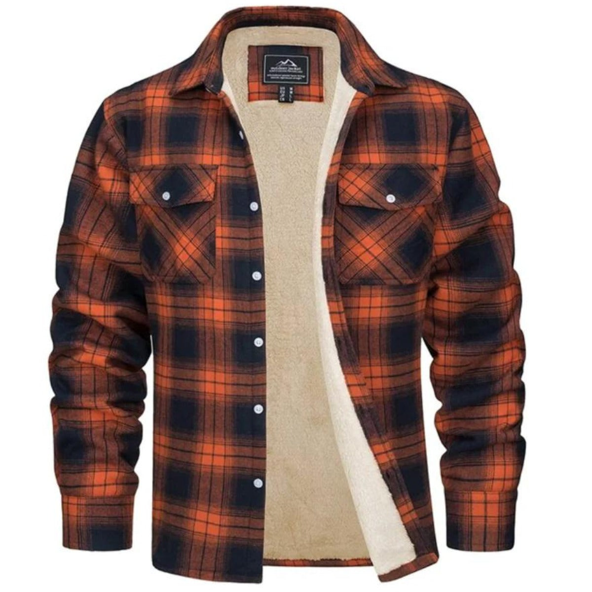 Plaid Sherpa Jacket - Orange