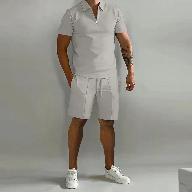 Polo Shirt Two Piece Set - Grey