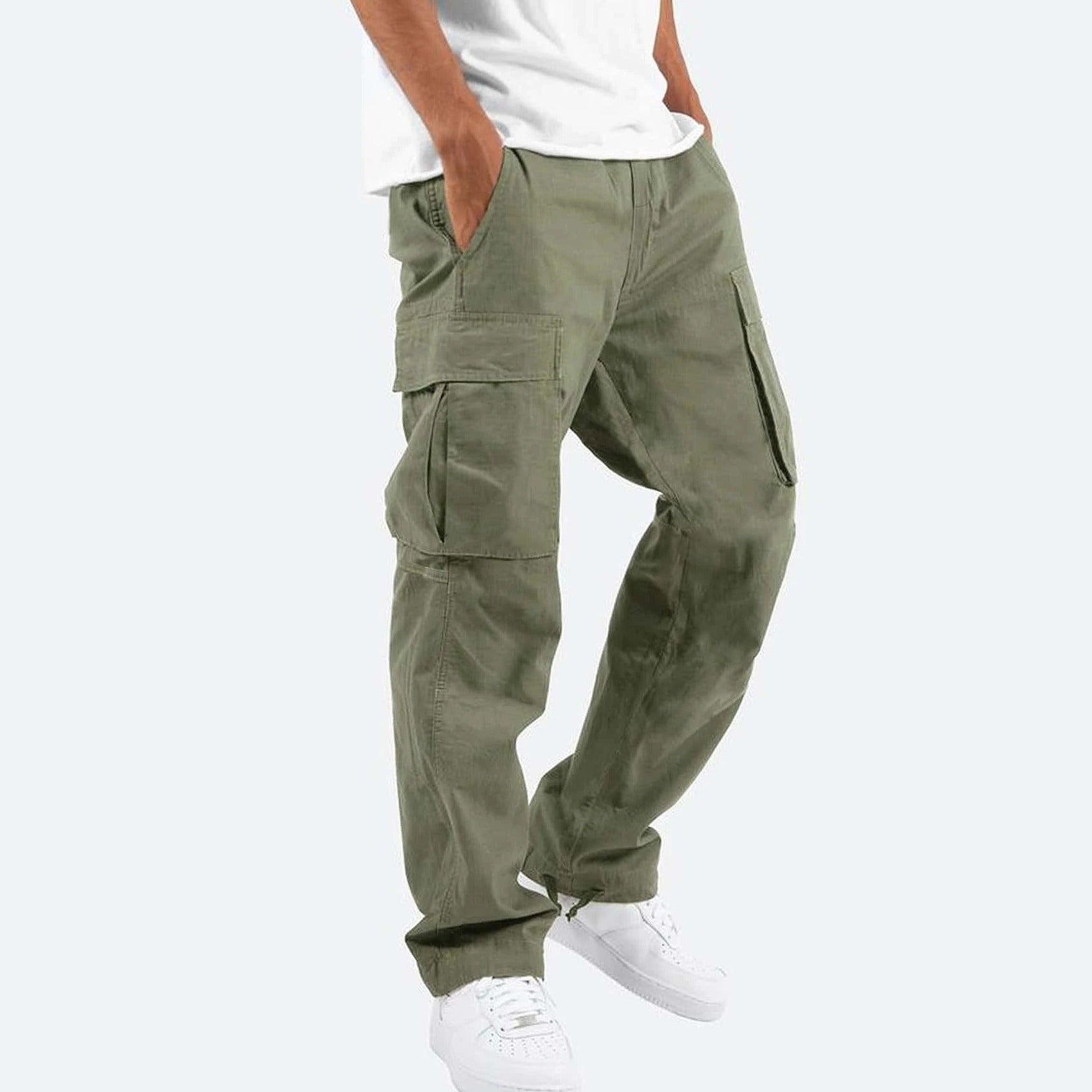 Relaxed Fit Cargo Pants - Dark Green