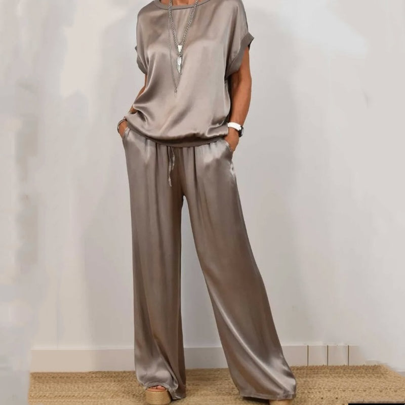 Anamaria | Women’s Short Sleeve Wide Leg Two-Piece Set