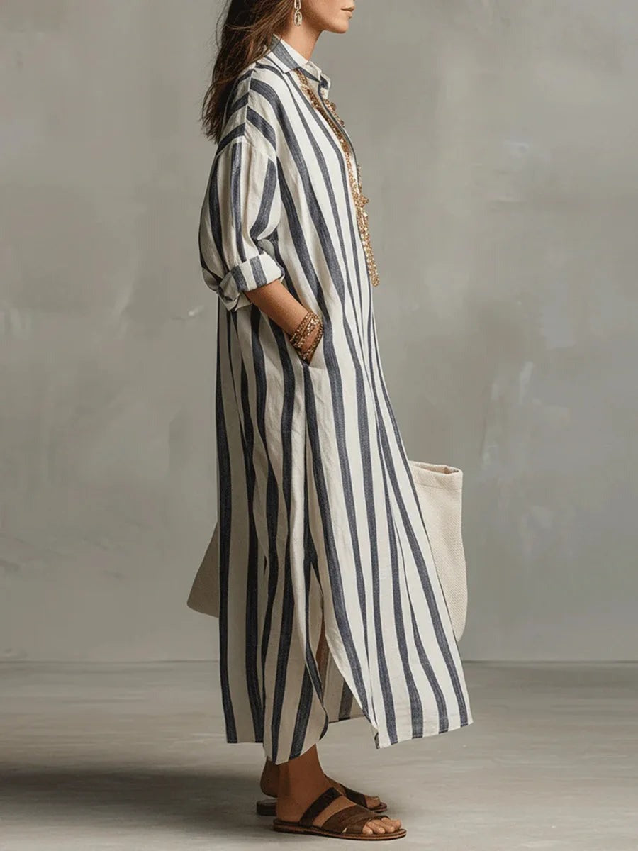 Striped Maxi Shirt Dress
