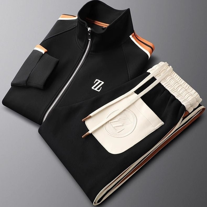Track Jacket Two Piece Set - Black
