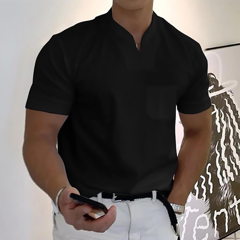 V Neck Short Sleeve Tee - Black