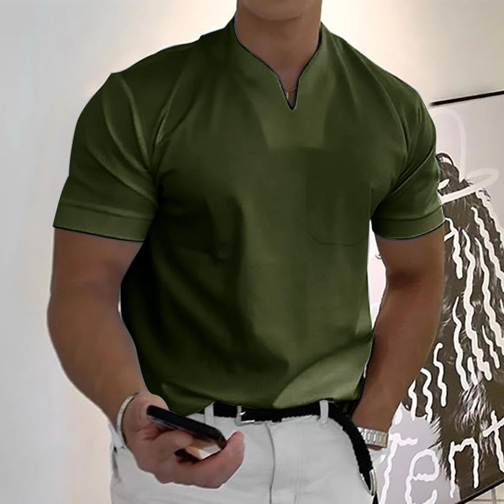 V Neck Short Sleeve Tee - Green