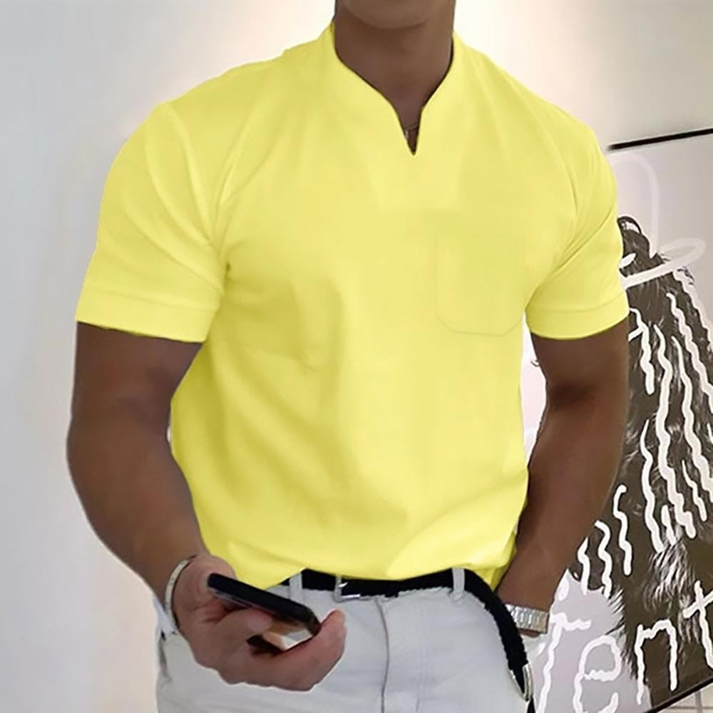 V Neck Short Sleeve Tee - Yellow