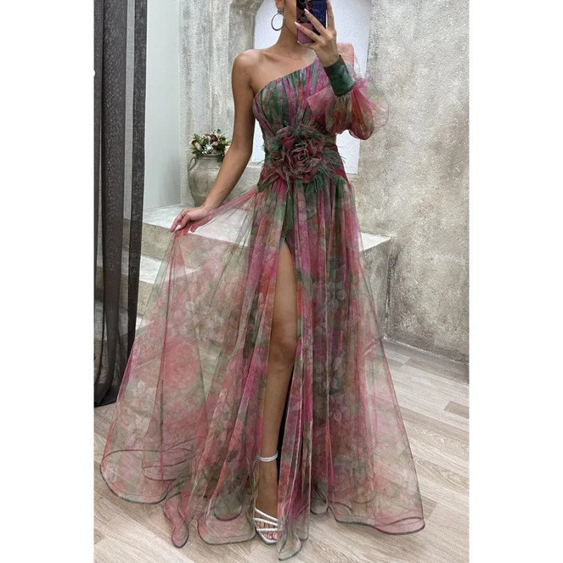 Belen | Women’s One Shoulder Floral Maxi Dress