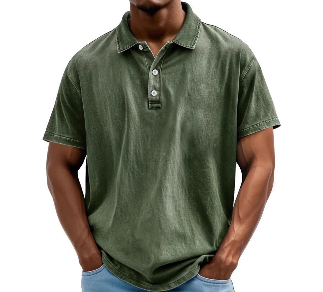 Vintage Washed Polo Shirt - Dark Green