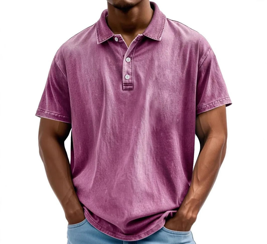 Vintage Washed Polo Shirt - Pink