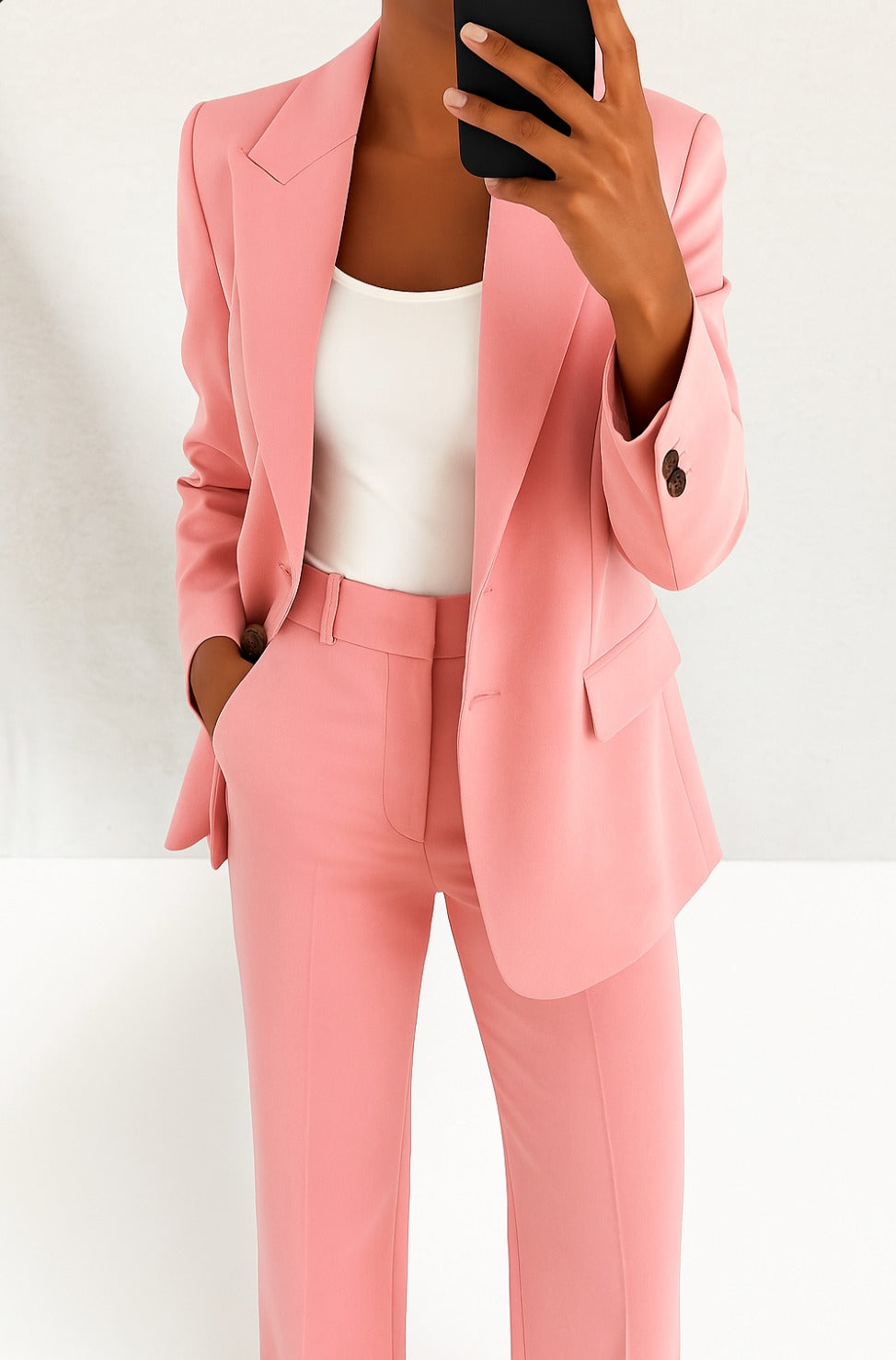 Wide Leg Pants Two Piece Set - Pink