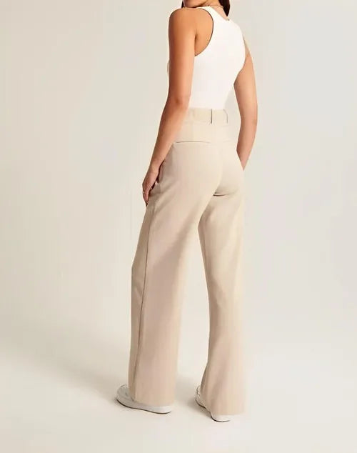Alessia | Women Soft Wool Blend Wide-Leg Pants